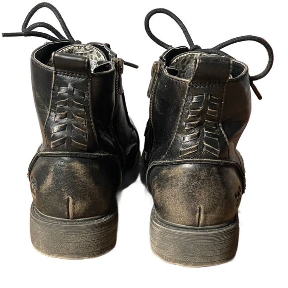 Billabong Willow Way Black Distressed Faux Leather Lace Up Ankle Boots Size: 6.5 - Picture 8 of 16